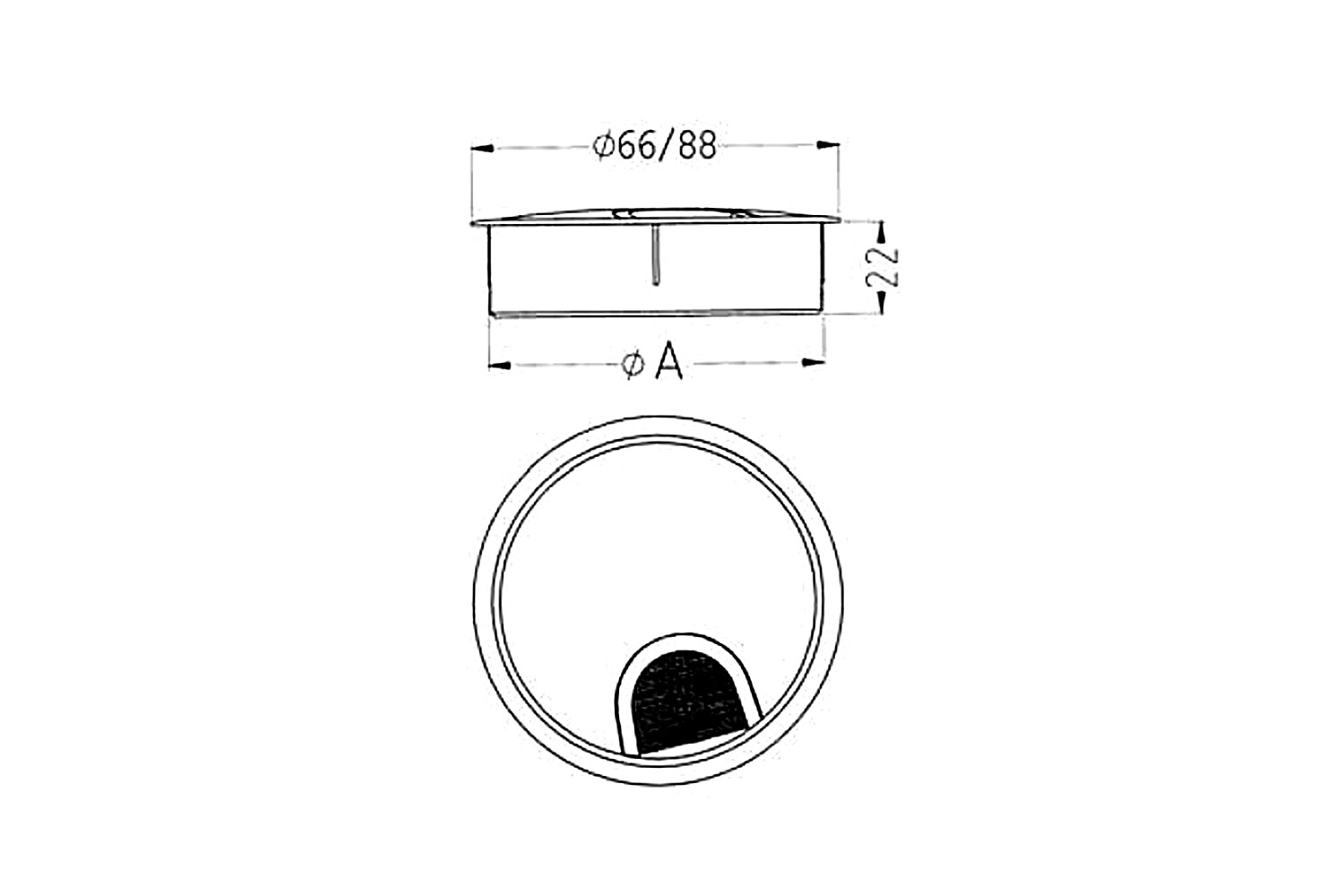 Kunststof kabeldoorvoerkap - wit - 60mm