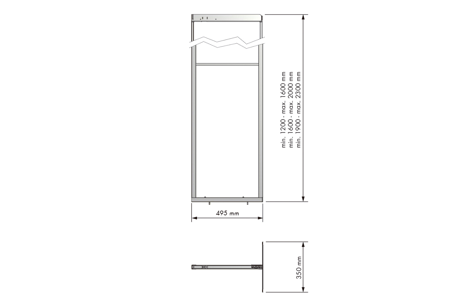 Apothekerskastframe - 160-200cm hoog - 300-350mm breed