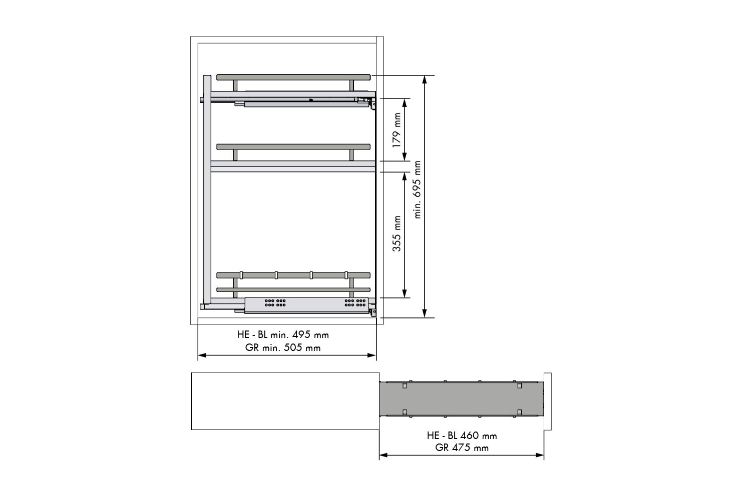 Luxe wit/chroom uittrekmand - flessenrek - 3 niveaus - 200 mm