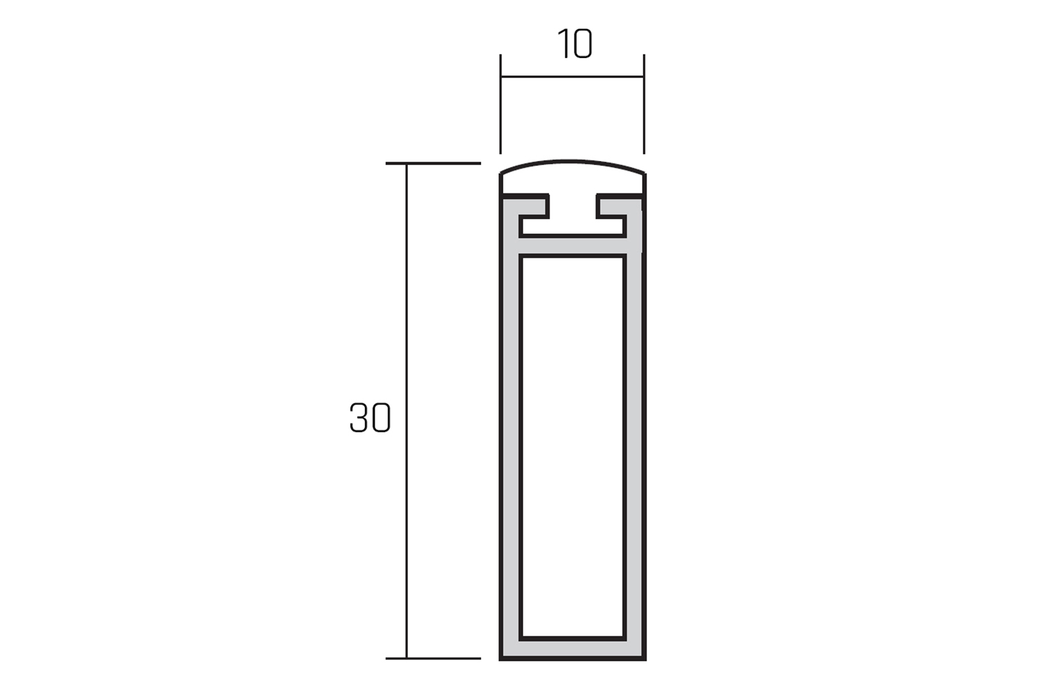 Luxe antraciete kledingroede - 30x10mm - 500mm