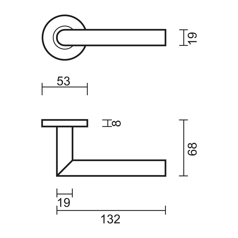 HDD deurklink Pro Zero I Shape 19mm - RVS