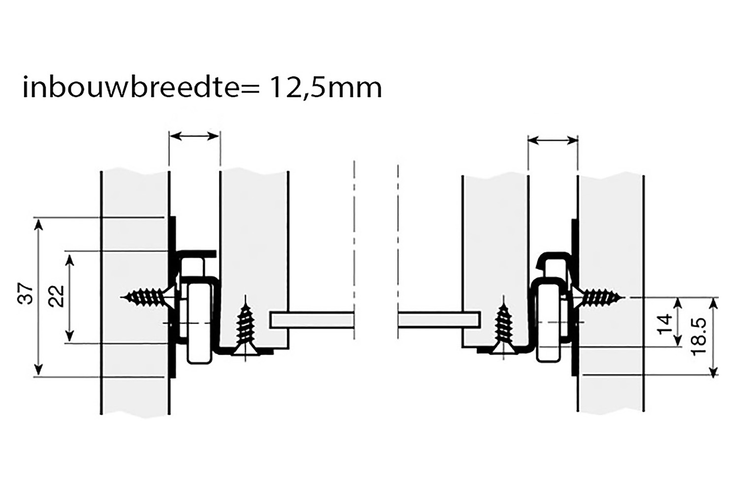 Set Gacela geleiders - 300mm - gedeeltelijk uittrekbaar - crème-wit, ral9001