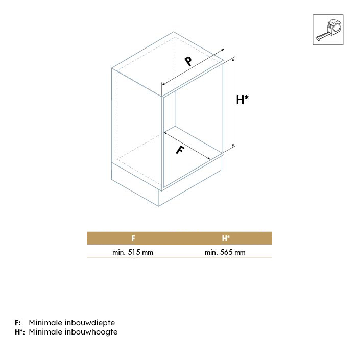 Luxe inbouwprullenbak - antraciet - hoog - 300mm