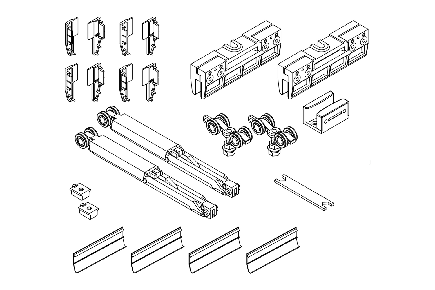 Loopwielenset voor 1 glazen deur - Over6+