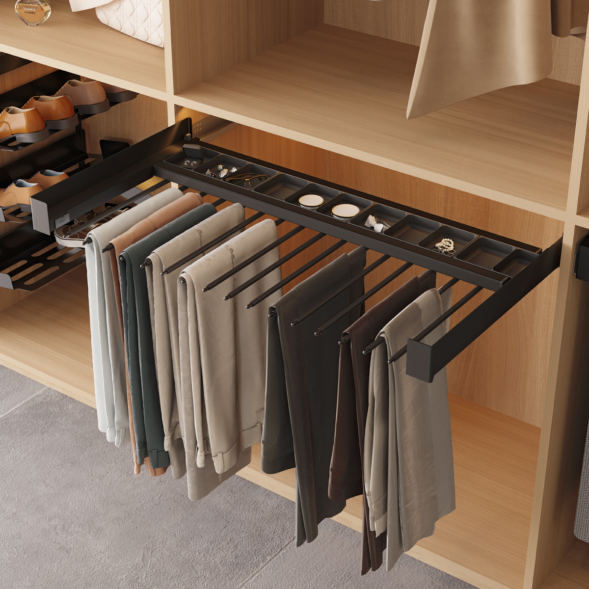 Luxe uittrekbare broekenhouder - Chic line - 490 mm diep - 600-700 mm