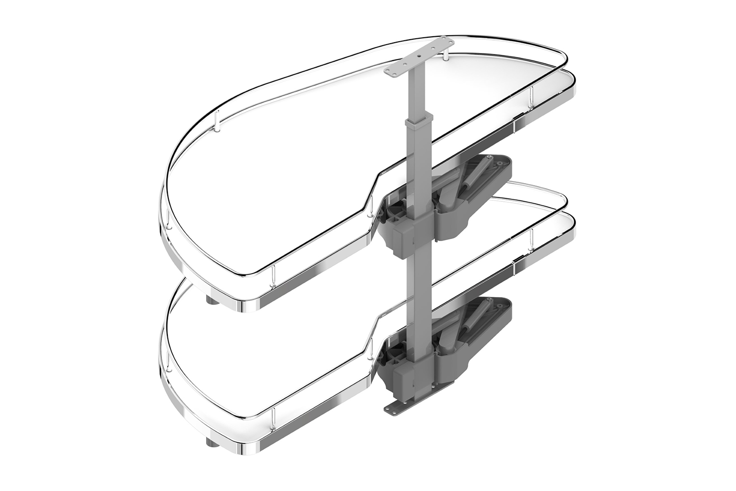 Zwenkplateau set - dolphin - 450mm - links - melamine/chroom