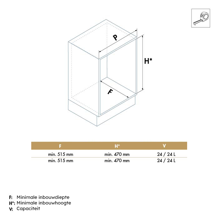 Luxe inbouwprullenbak - antraciet - 500mm