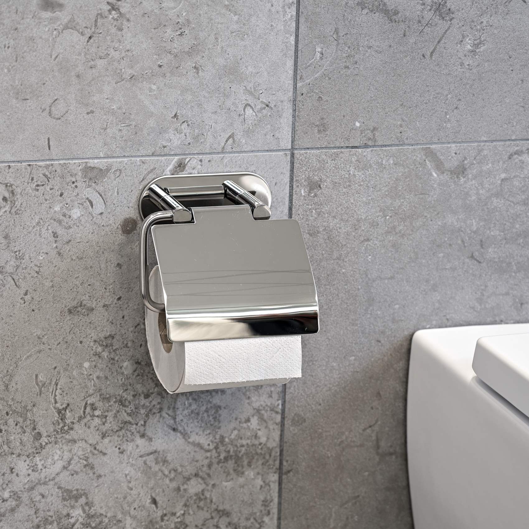Zelfklevende toiletrolhouder Tours - chroom
