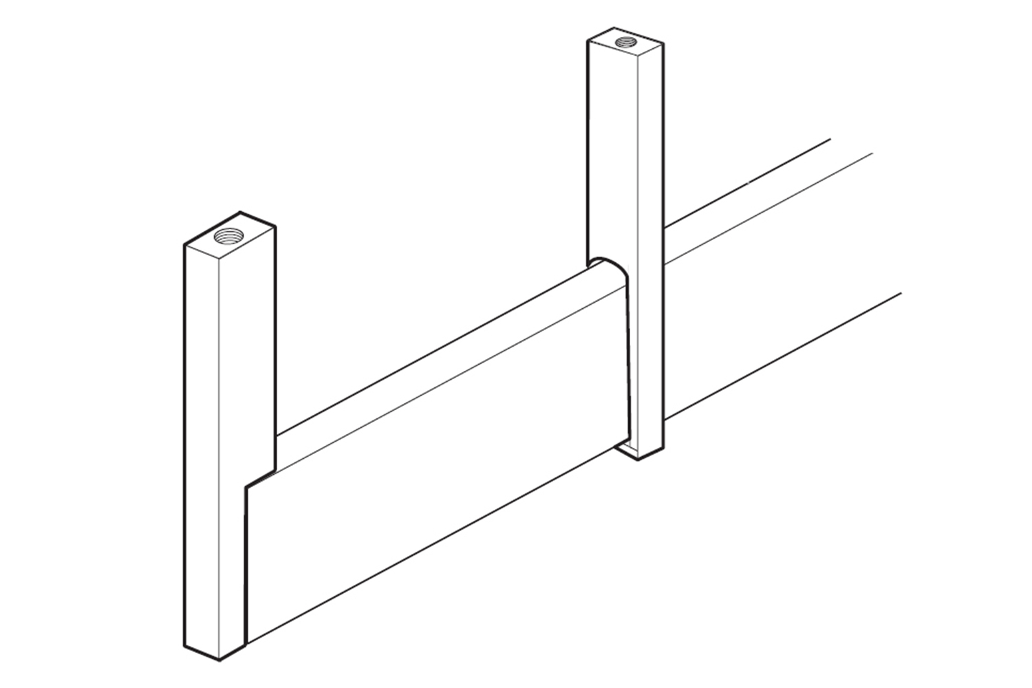 Luxe zwarte kledingroede - 30x10mm - 500mm