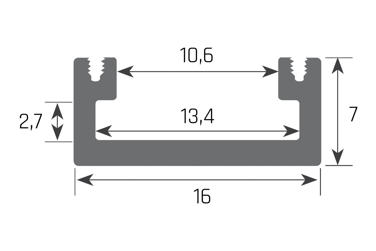 LED profielverlichting op maat - Milaan - aluminium - 2700-6500K - 100-500mm