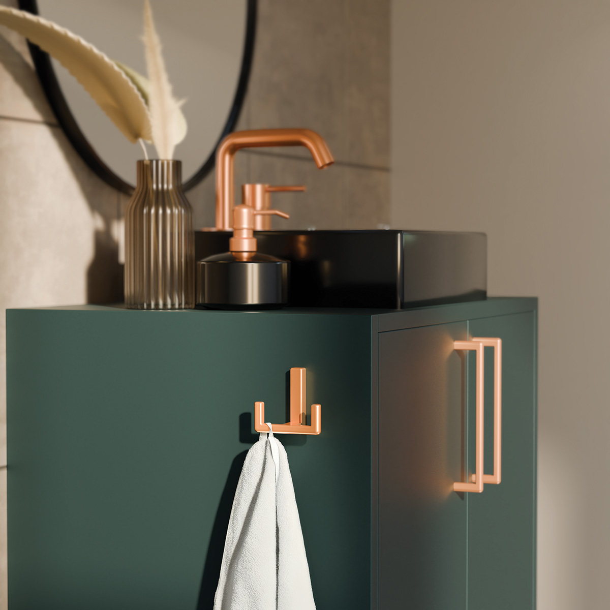 Handdoekhaak Nox - hoog - koper