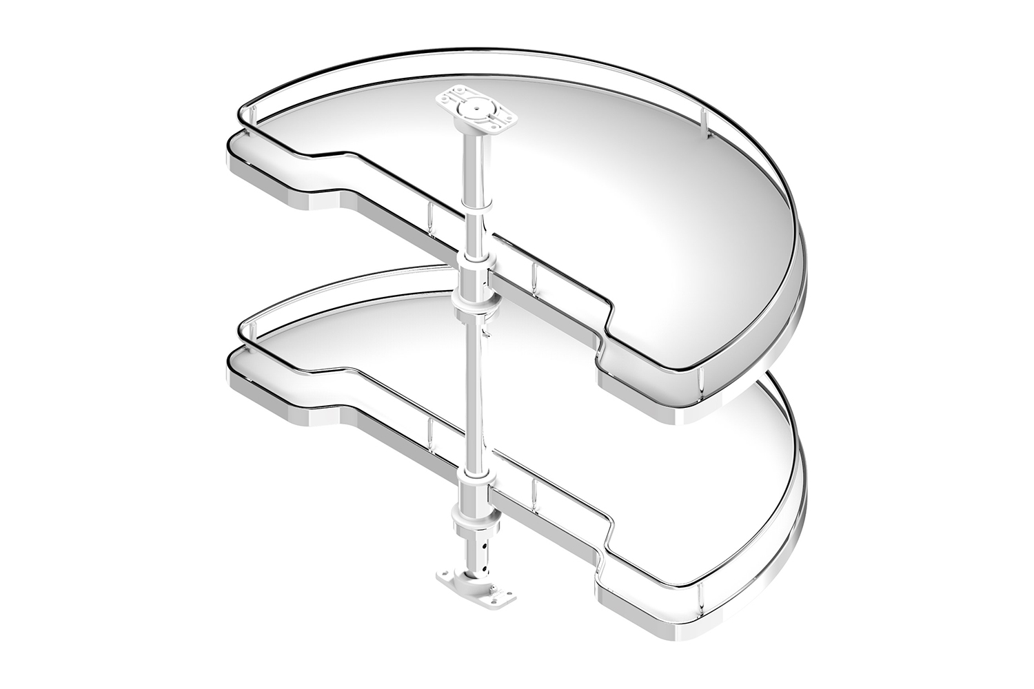 1/2 rond zwenkplateau - 500mm - melamine/chroom