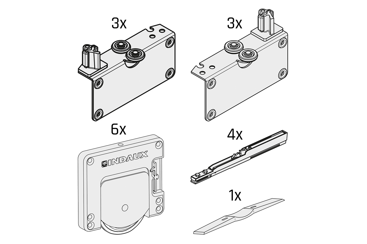 Set beslag voor 3 deuren - voor junior 6 - inclusief softclosing - tot 50kg per deur