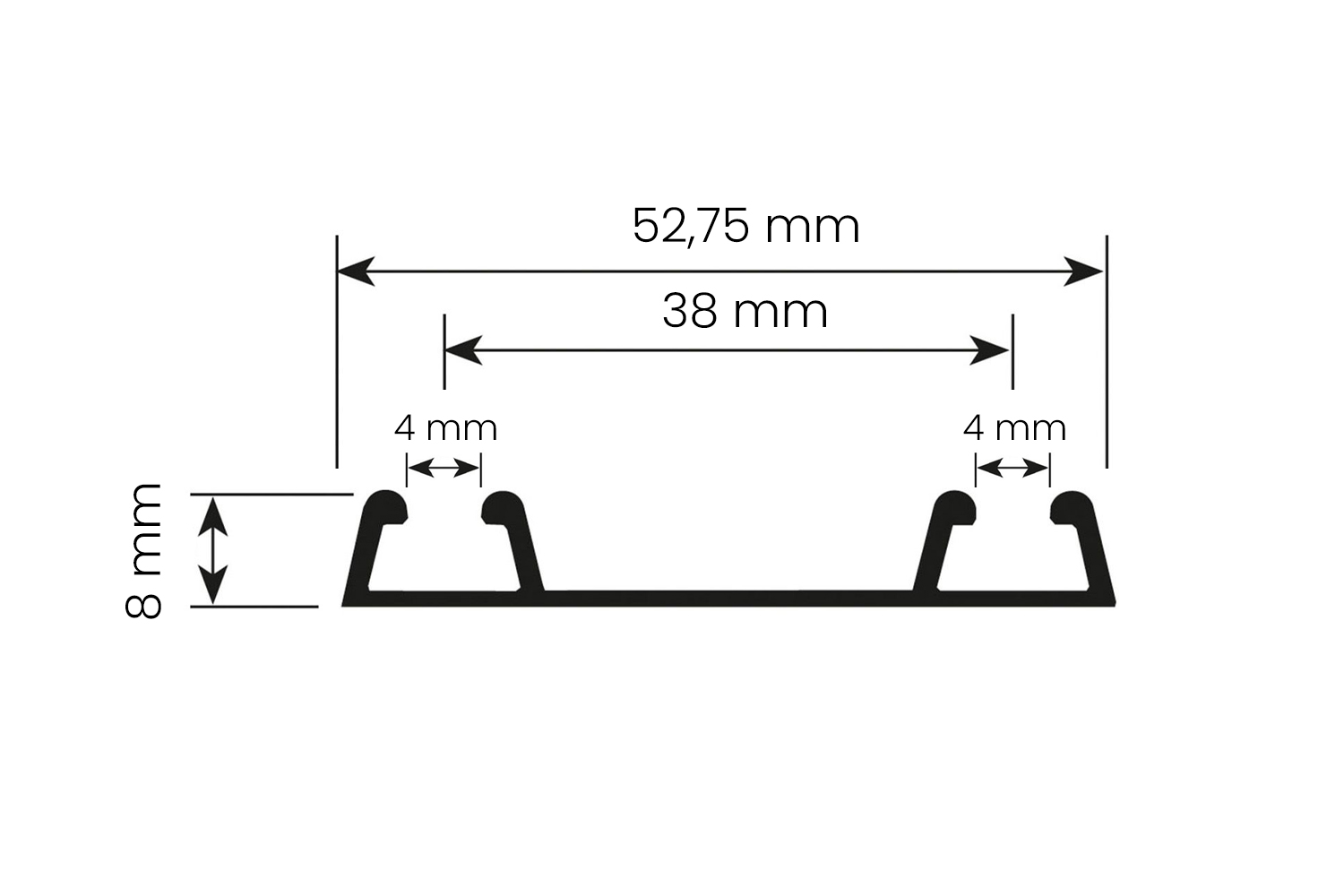 Onderrail - junior 6 schuifdeursysteem - 3m - mat wit structuur