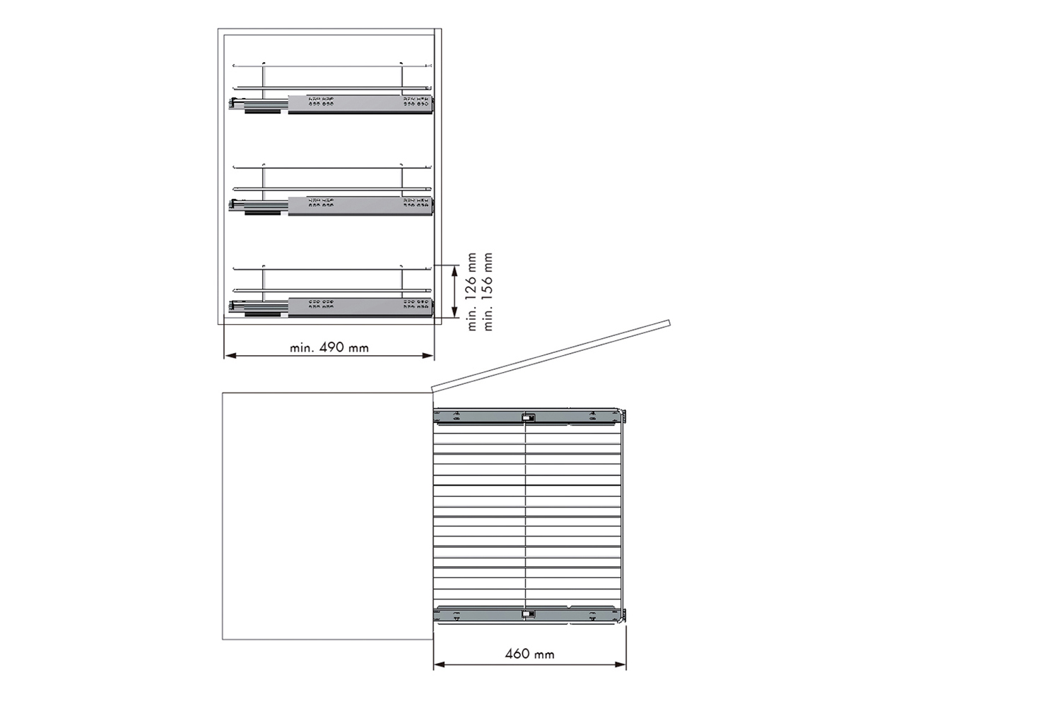 Uittrekmand van draadstaal - b: 450mm - h: 151mm