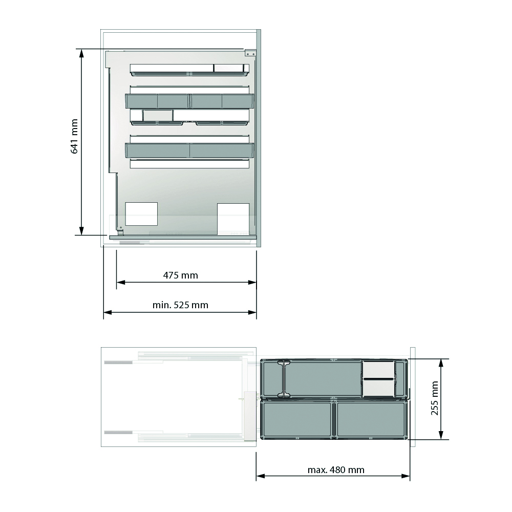 Luxe smal lade-inzetframe - nova flat - 3 niveaus - antraciet