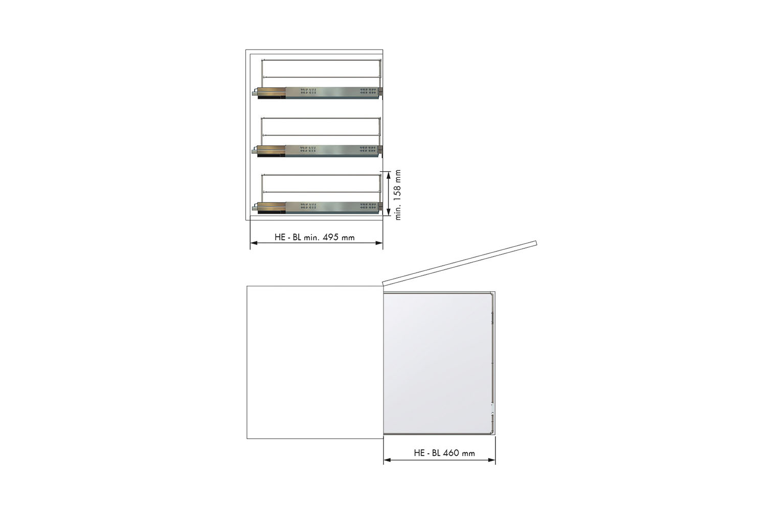 Luxe uittrekmand met melamine bodem - 450 mm