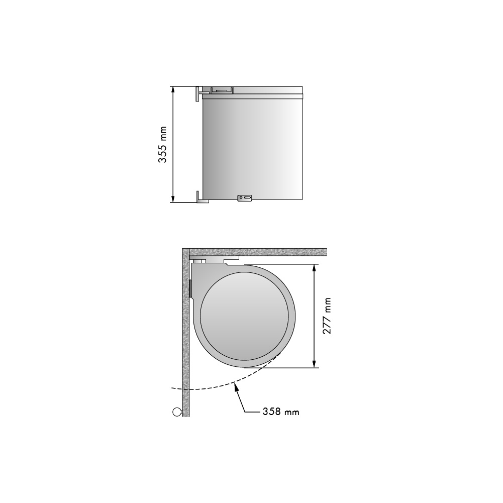 Ronde kunststof inbouwprullenbak - wit - 400 mm