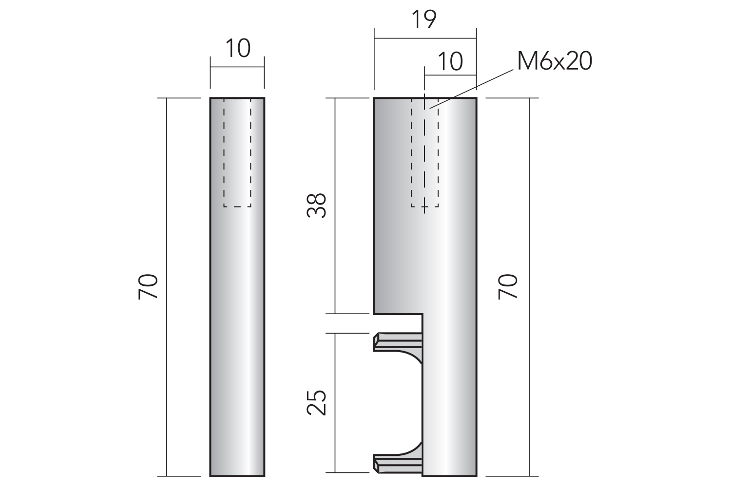 Kledingroedehouders - Zwarte luxe kledingroede 30x10mm