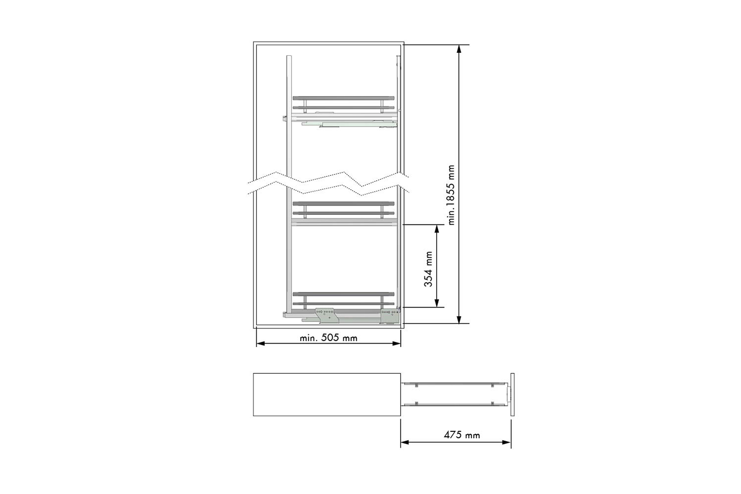 Smalle apothekerskast - antraciet - 150mm - antraciet - 5 plateaus