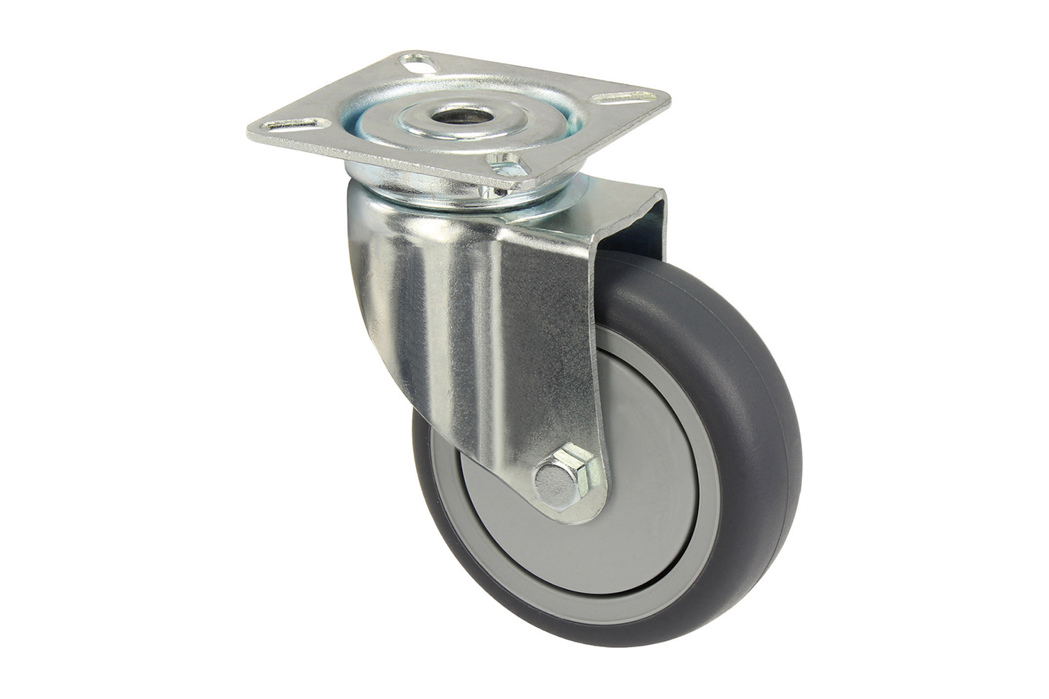 Verzinkte zwenkwielen met grijs rubber wiel