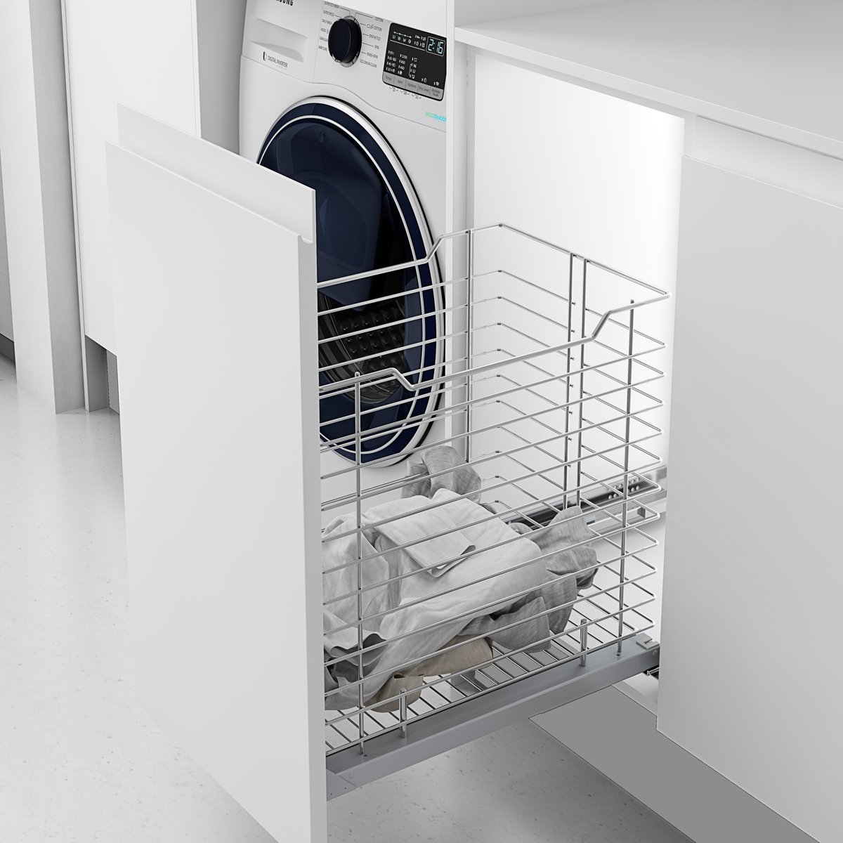 Uittrekbare inbouw wasmand van draadstaal - 300mm