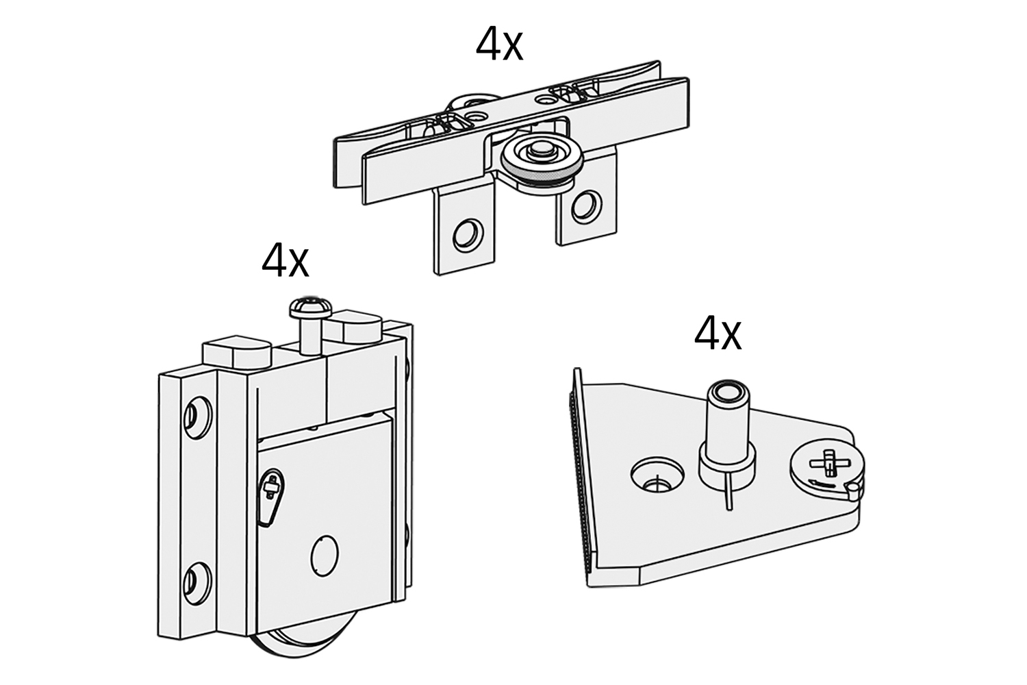 Set beslag voor 2 deuren - voor Junior 2S - tot 50kg per deur