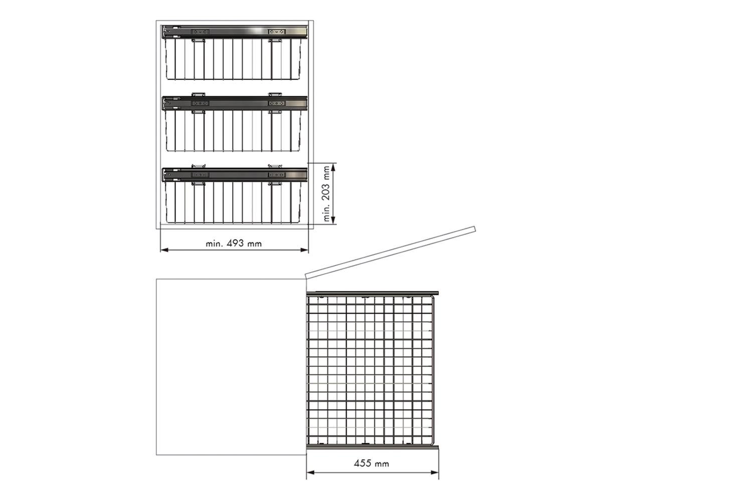 Hangende uittrekmand van draadstaal - 450 mm
