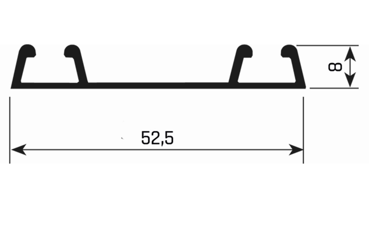 Onderrail - voor Junior 6 - 5100mm - aluminium - mat-zilver Onderrail - voor Junior 6 - 5100mm - aluminium - mat-zilver