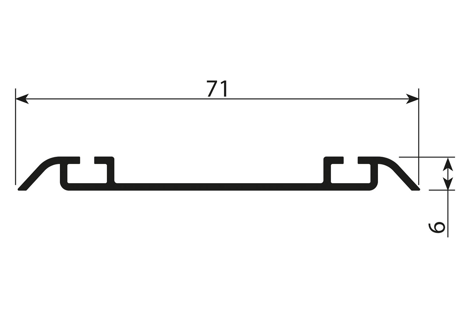 Onderrail - Junior 2S schuifdeursysteem - 2m - mat zwart