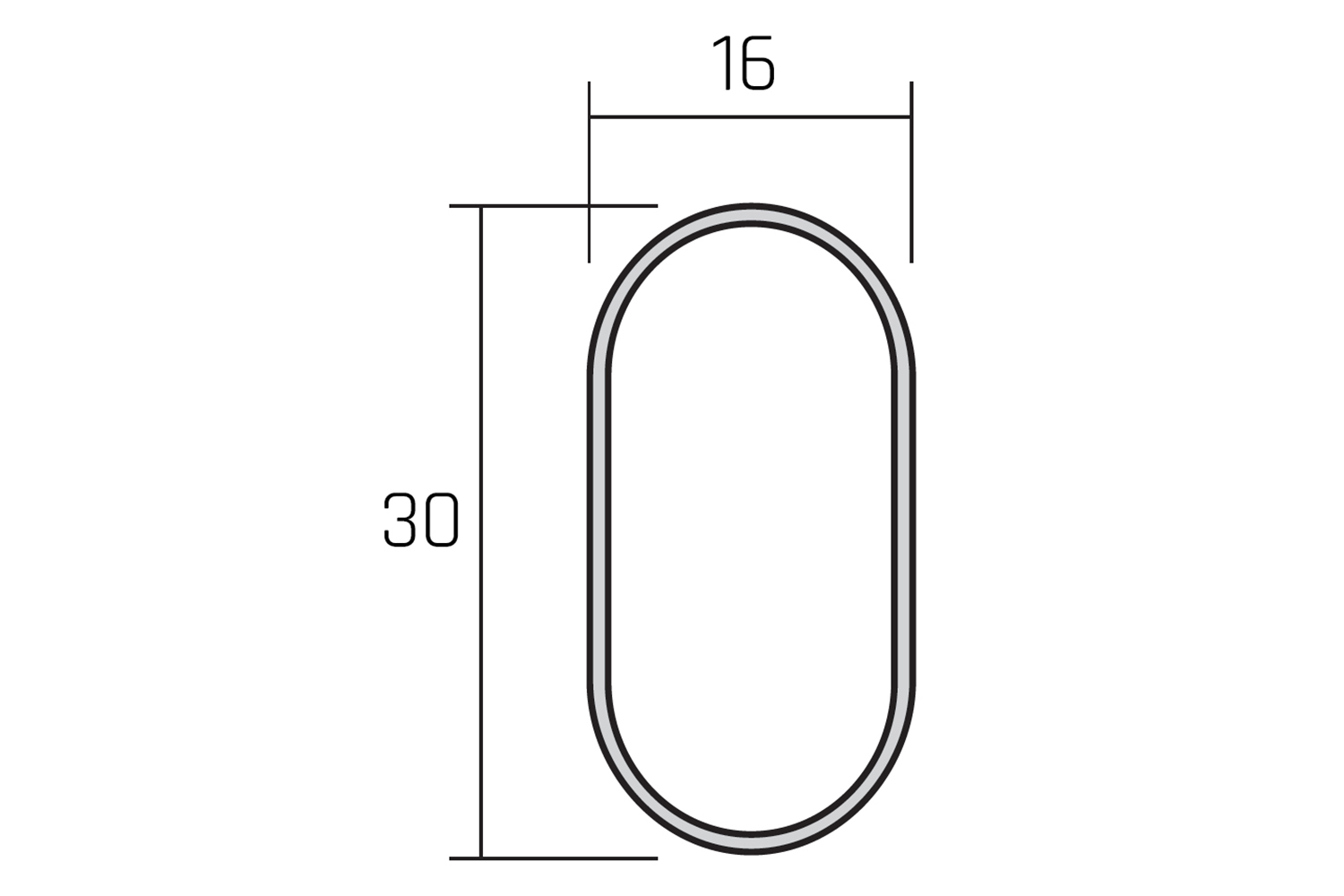 Geribbelde aluminium kledingroede - 30x16mm - 900mm