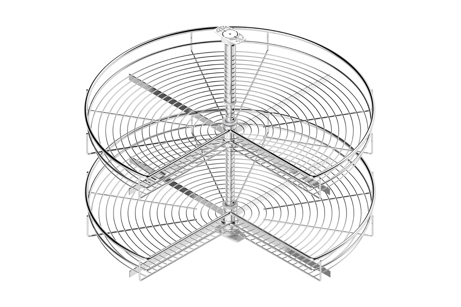 Draaicarrousel 3/4 rond met chromen draadmanden - Ø700mm - 730-820mm