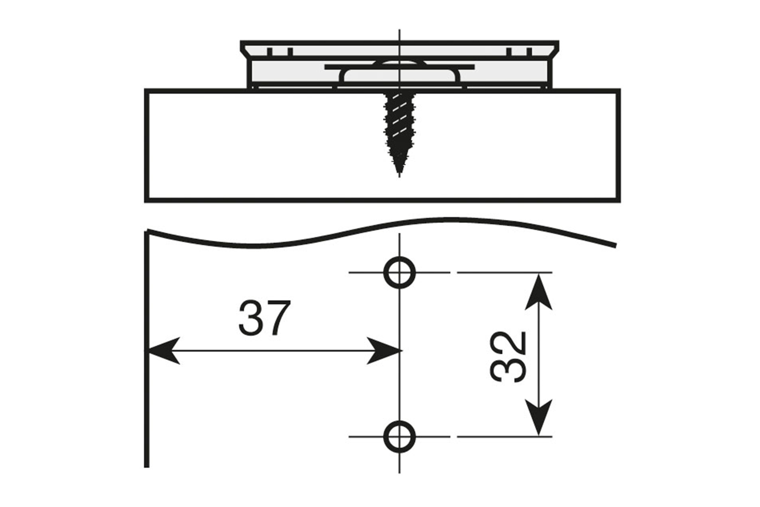 Kruismontageplaat Mesuco 143 - opschroefbaar - hoogte: 4mm - zamak vernikkeld