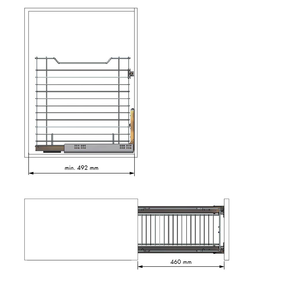 Uittrekbare inbouw wasmand van draadstaal - 450mm