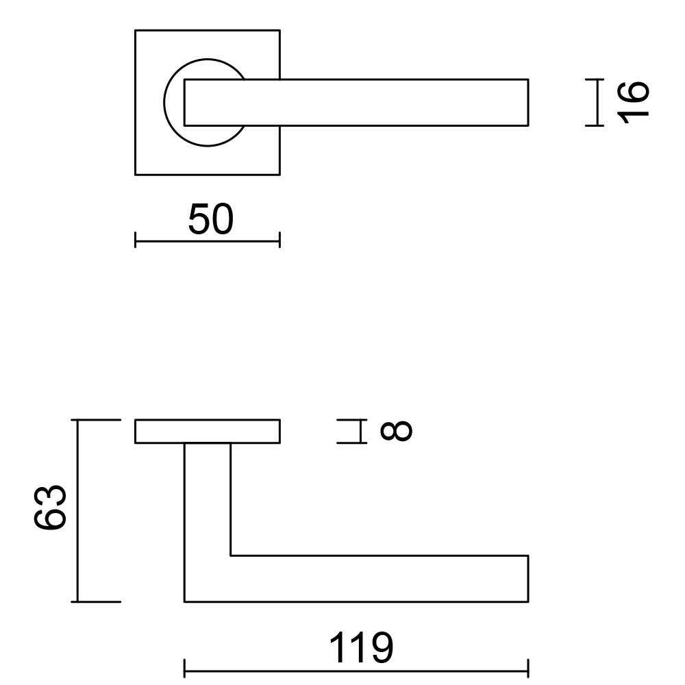 HDD deurklink Pro Kubic Shape 16mm - wit structuur