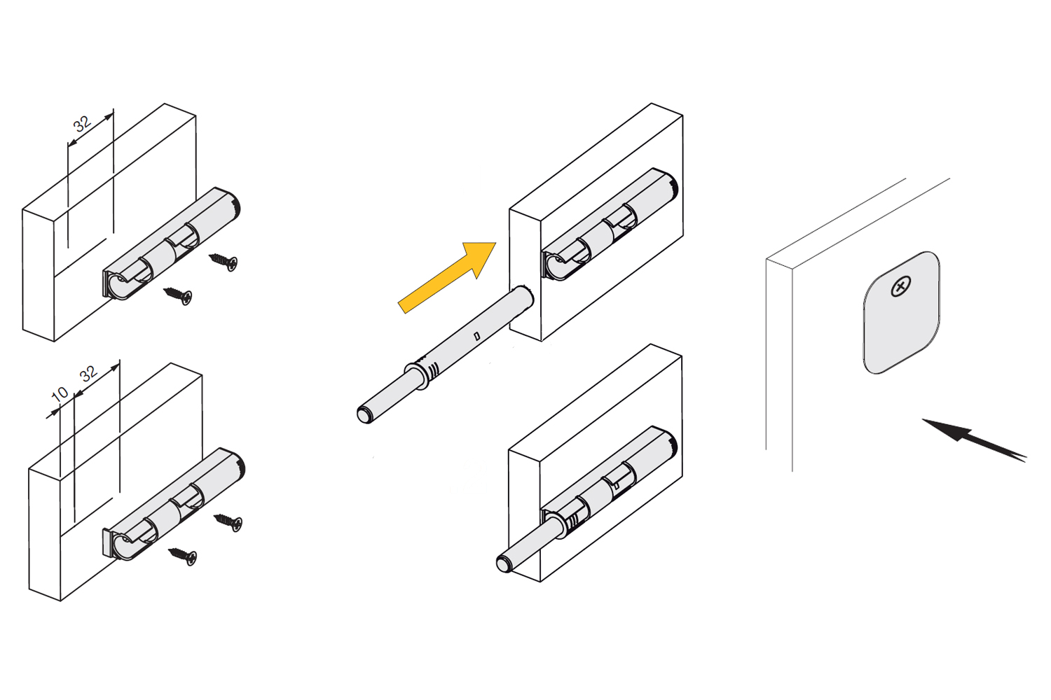 Houder voor inboor push-magneet snapper - grijs
