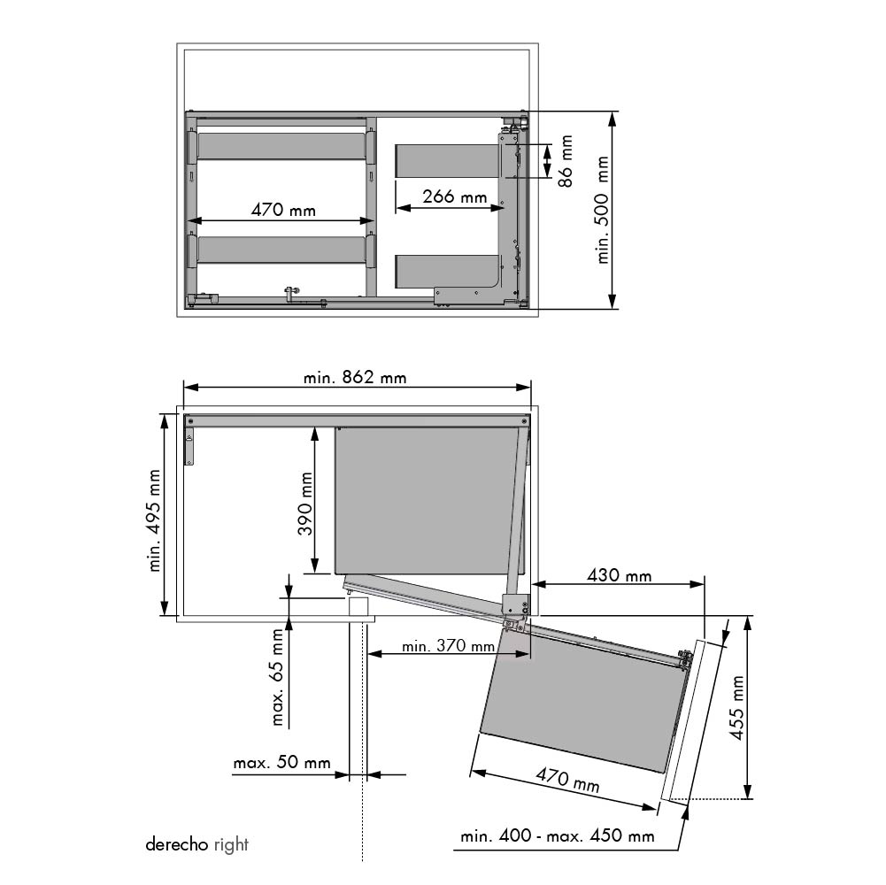 Moving corner - nova flat - met plateaus - links - antraciet