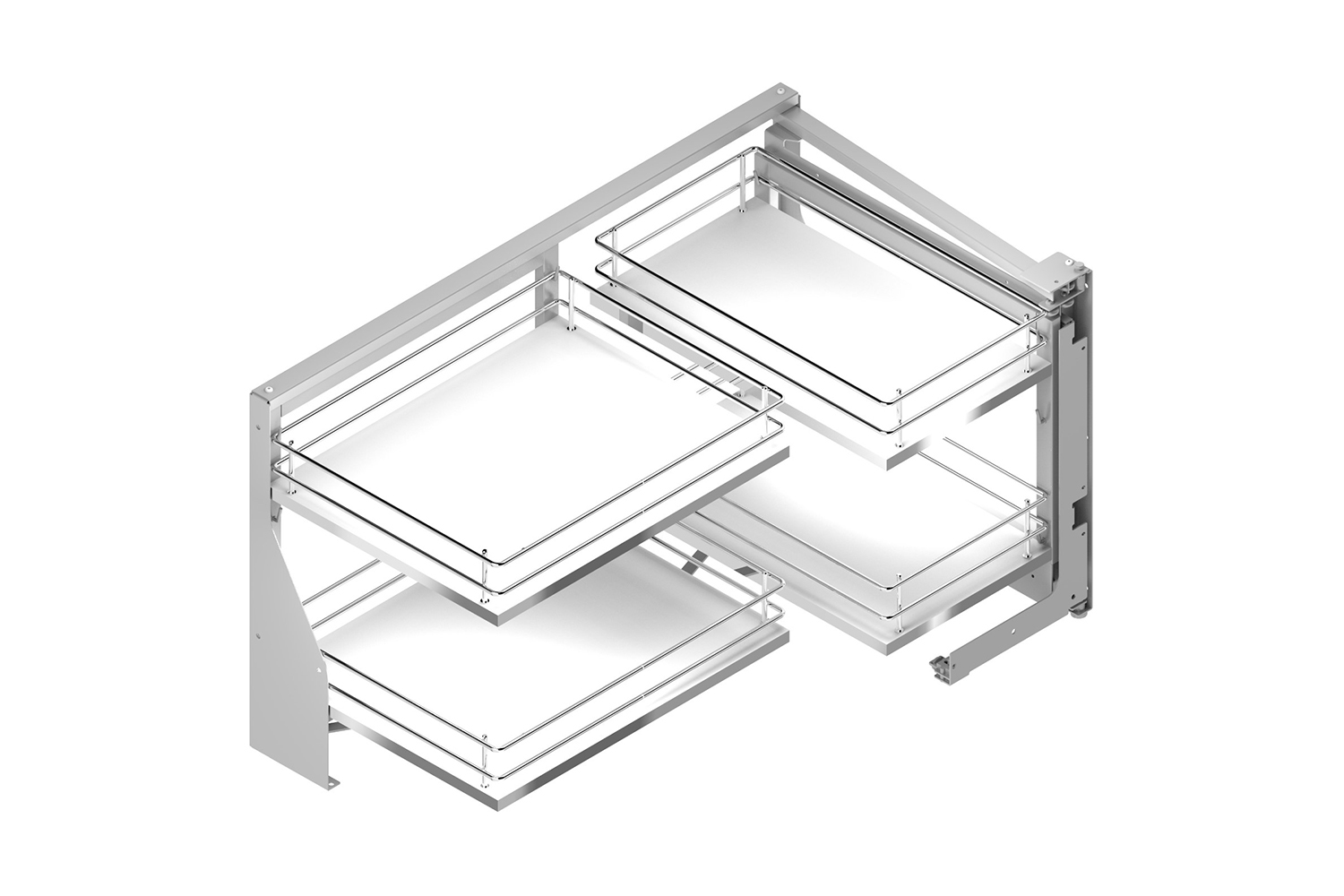 Moving corner - met plateaus - rechts - melamine/chroom
