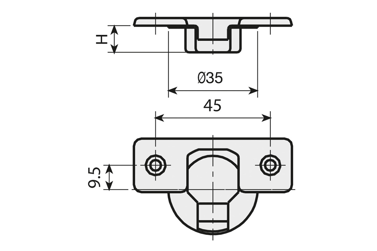 Potscharnier hoek - Mesuco 143 - 90-200° - volledig opdek - opschroefbaar