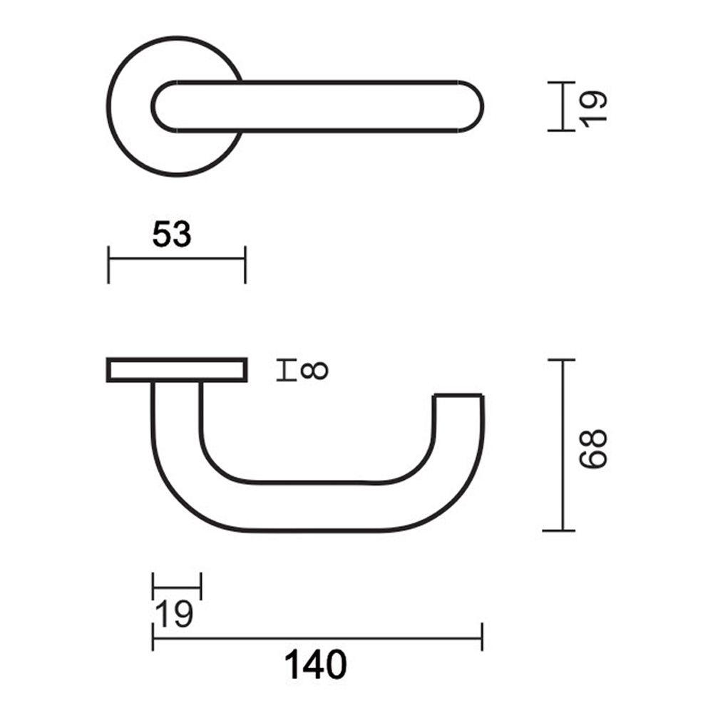 HDD deurklink Pro U Shape 19mm - Klasse 3 - RVS