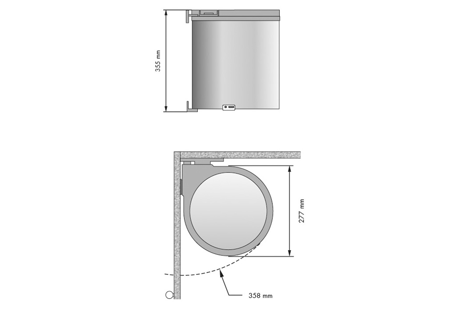 Ronde rvs inbouwprullenbak - 400 mm