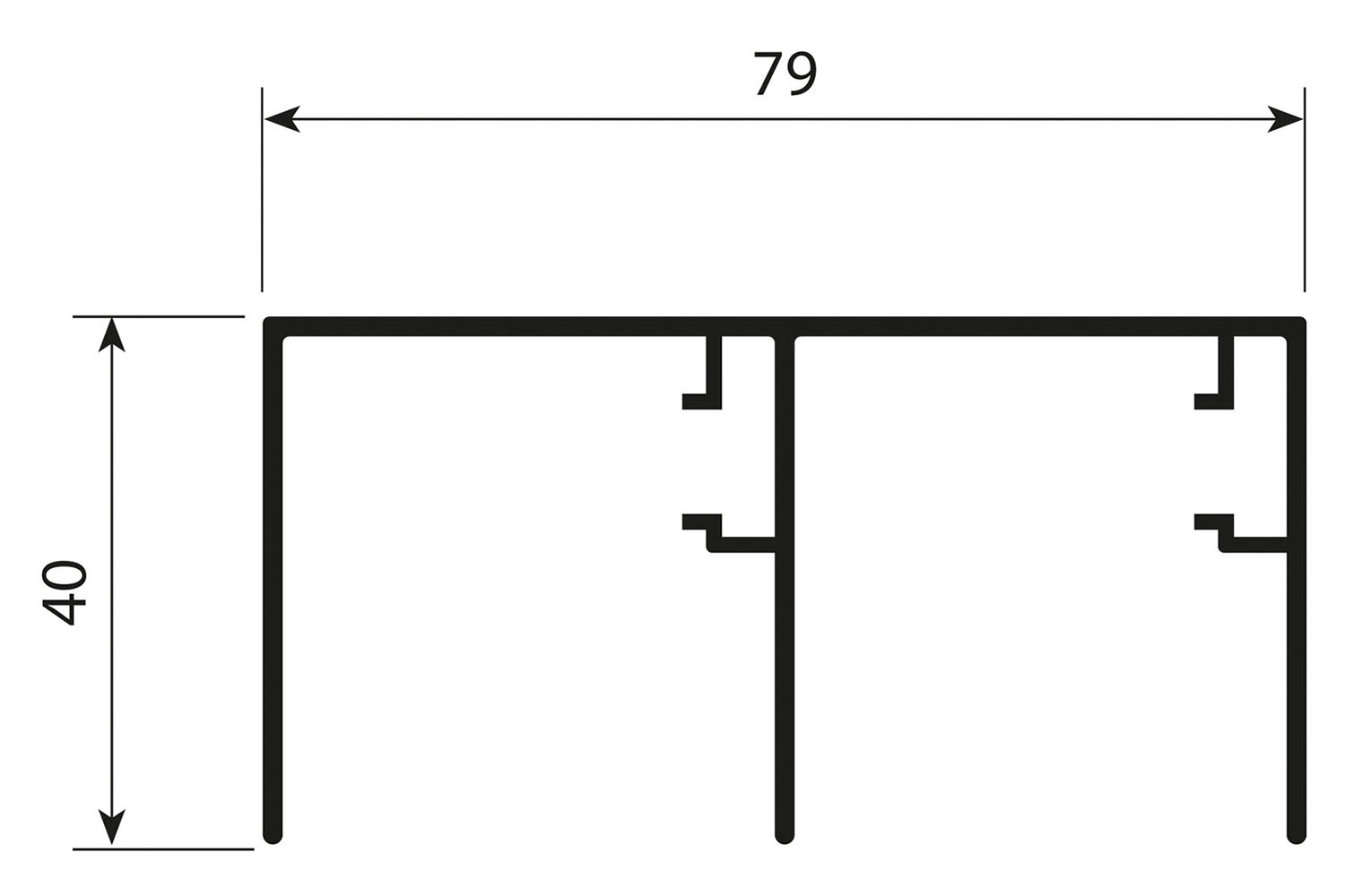 Bovenrail - voor Junior 6 - 5100mm - aluminium - jouw eigen RAL-kleur