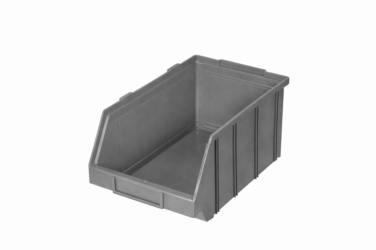 Stapelbare grijze magazijnbakken
