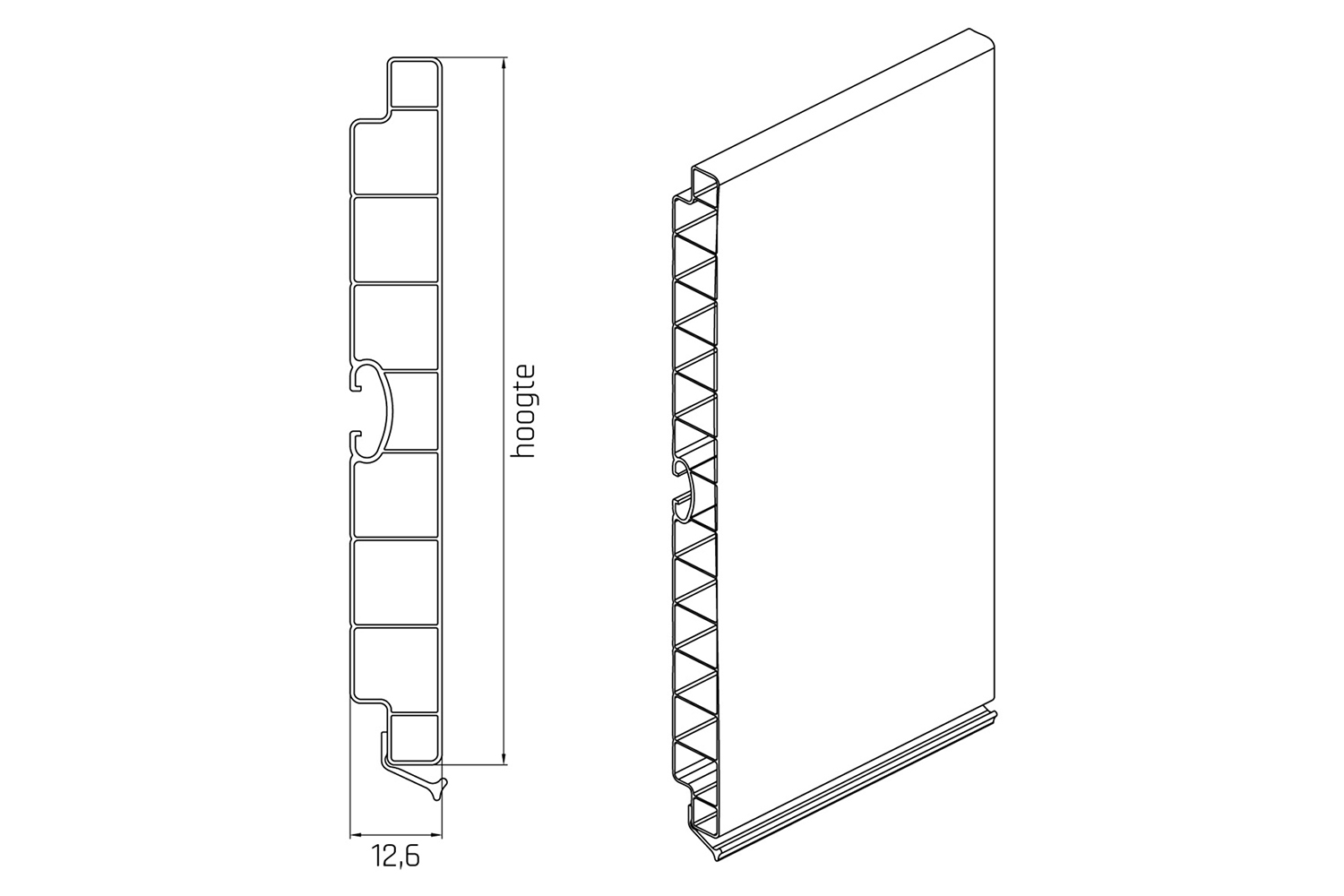 RVS keukenplint - 10cm hoog - 4 meter lang
