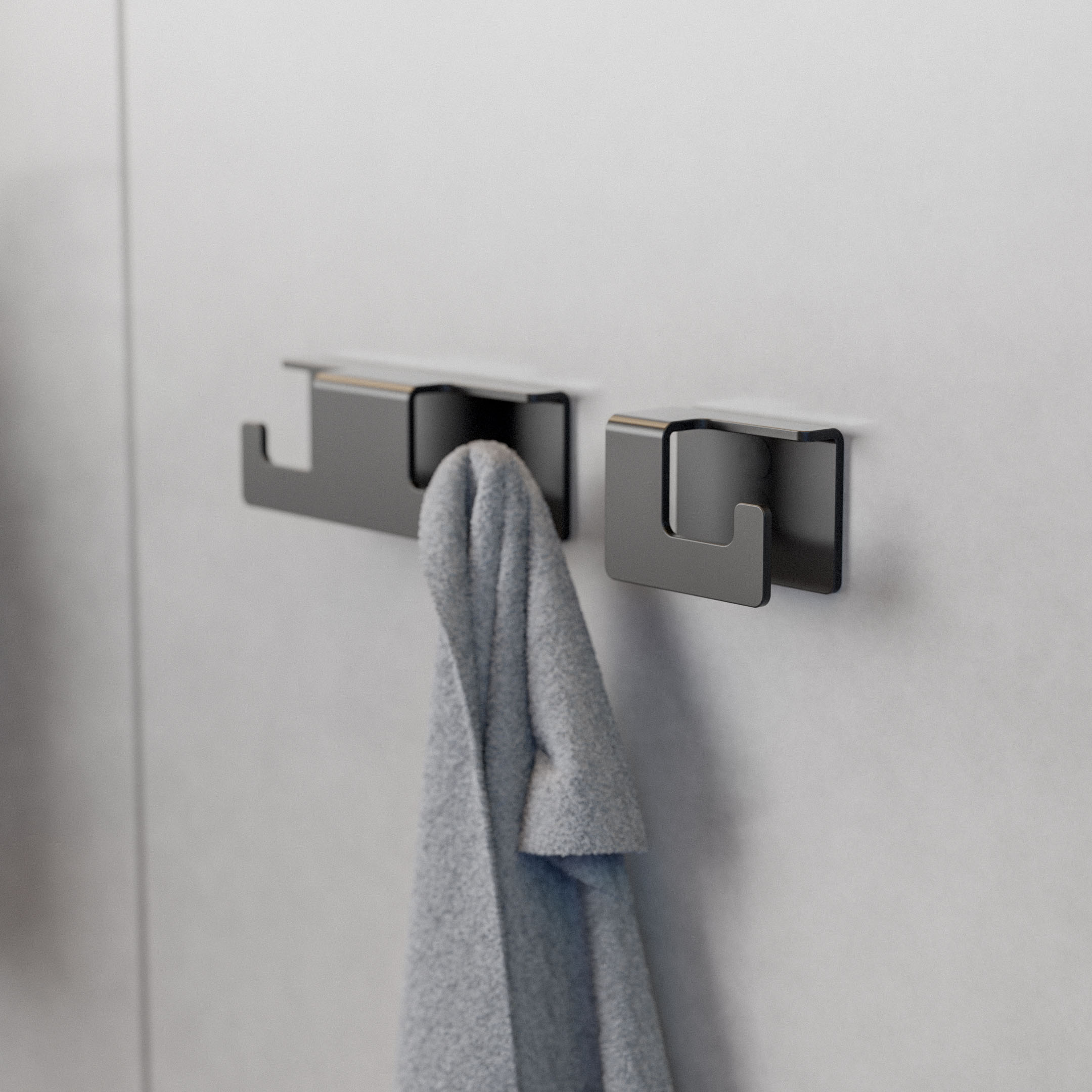 Handdoekhaak Antibes - dubbele haak - mat zwart