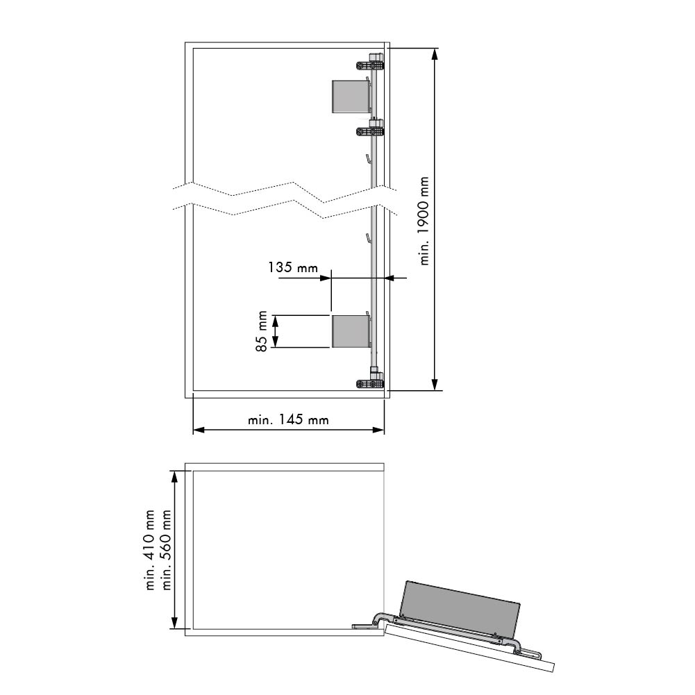 Nova flat luxe deurorganizer - 450mm - antraciet - 6 manden