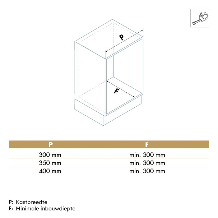 Uitneembare inbouw wasmand van draadstaal voor klepdeuren - 300 mm