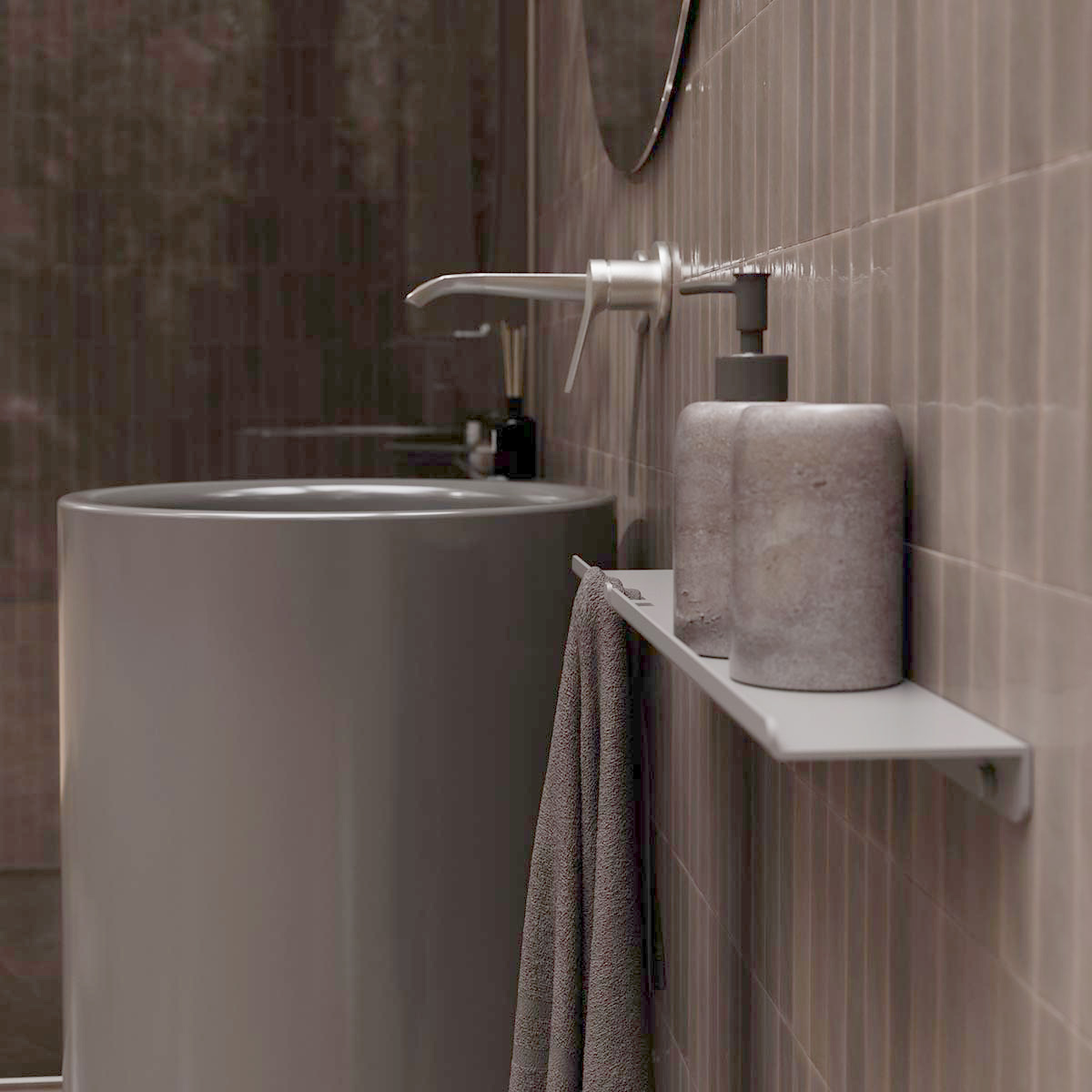 Salmo wandplank met haakjes - cashmere
