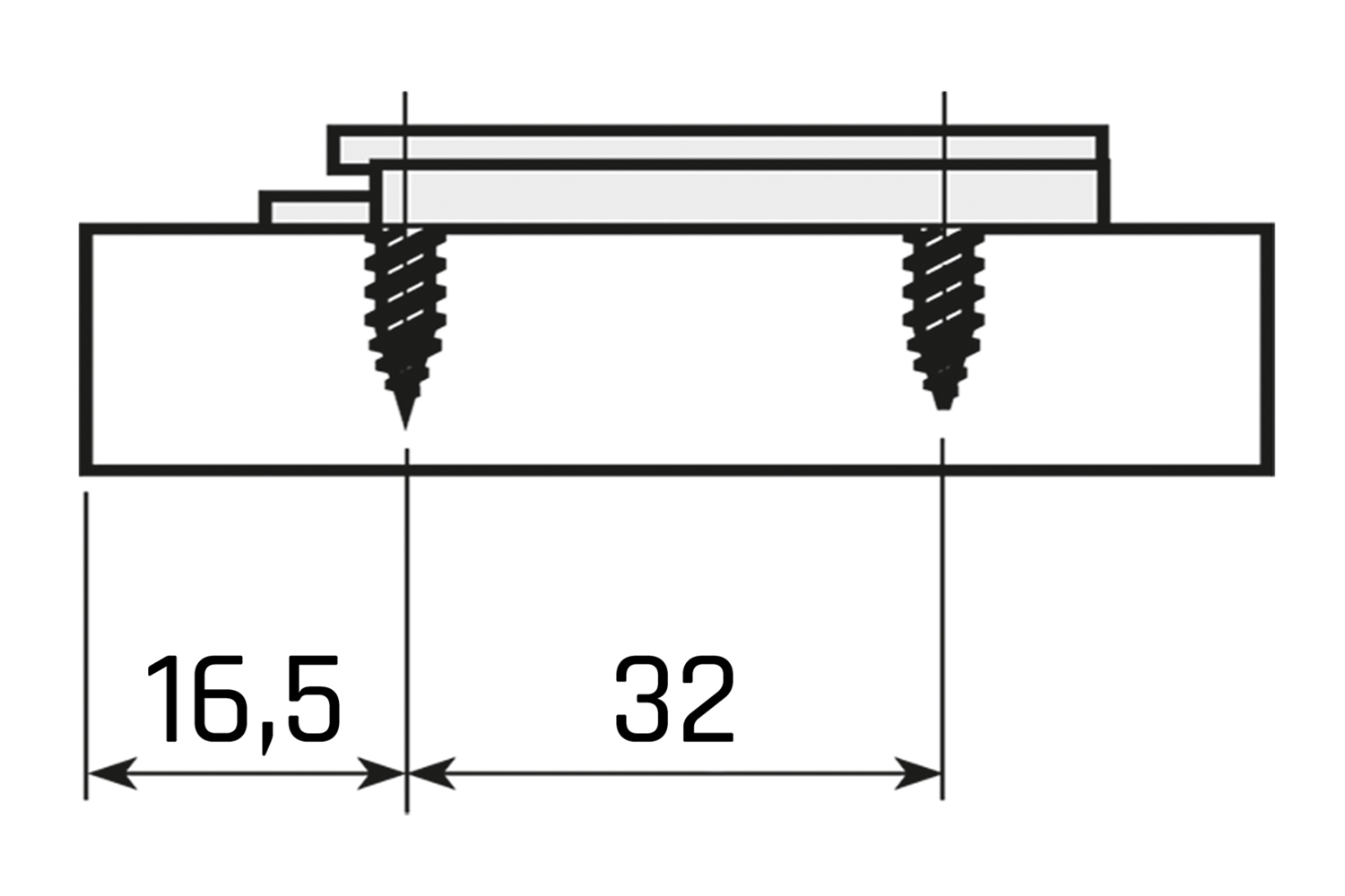 Montageplaat - recht - voor Mesuco 143 - opschroefbaar - hoogte: 2mm - zamak vernikkeld