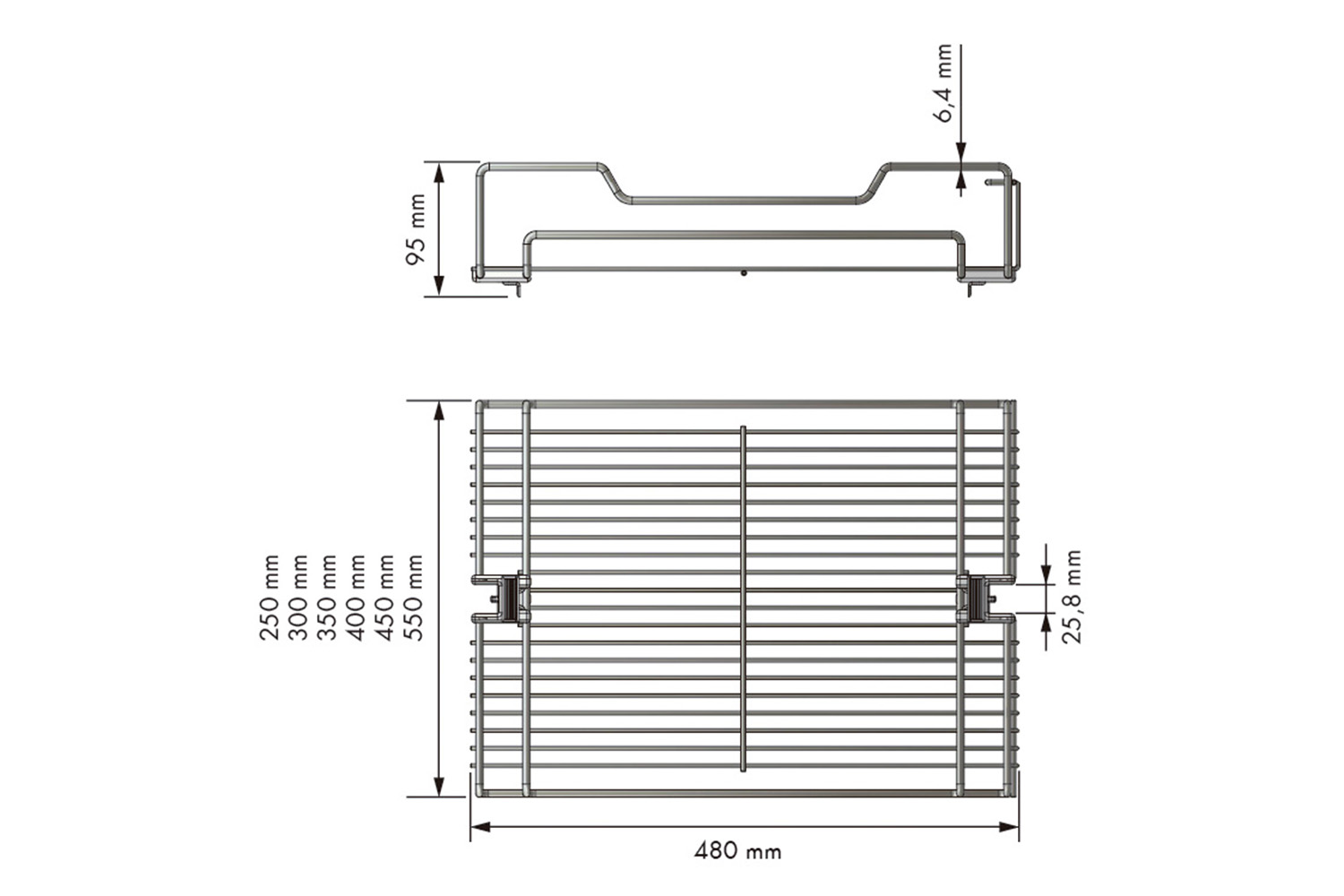 Draadmand voor apothekerskast - 400mm